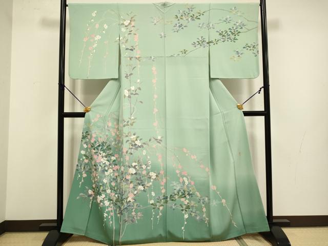 平和屋着物●十日町友禅　一梗　訪問着　草花門　暈し染め　正絹　逸品　DABB9683du