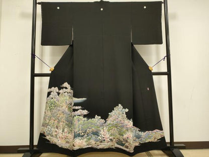 平和屋着物●本加賀友禅作家　東藤岳　黒留袖　風景梅松文　さが美扱い　正絹　逸品　DABB9685du
