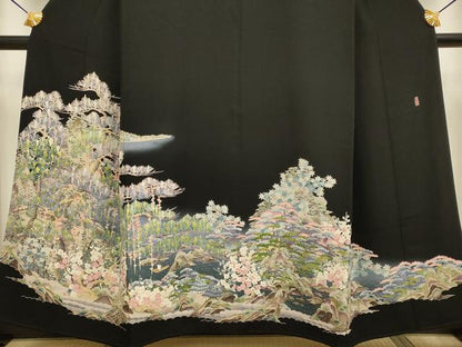 平和屋着物●本加賀友禅作家　東藤岳　黒留袖　風景梅松文　さが美扱い　正絹　逸品　DABB9685du