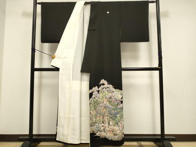 平和屋着物●本加賀友禅作家　東藤岳　黒留袖　風景梅松文　さが美扱い　正絹　逸品　DABB9685du