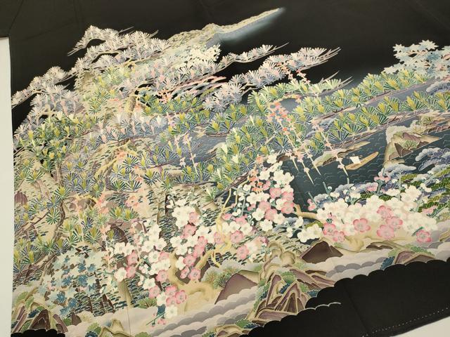 平和屋着物●本加賀友禅作家　東藤岳　黒留袖　風景梅松文　さが美扱い　正絹　逸品　DABB9685du