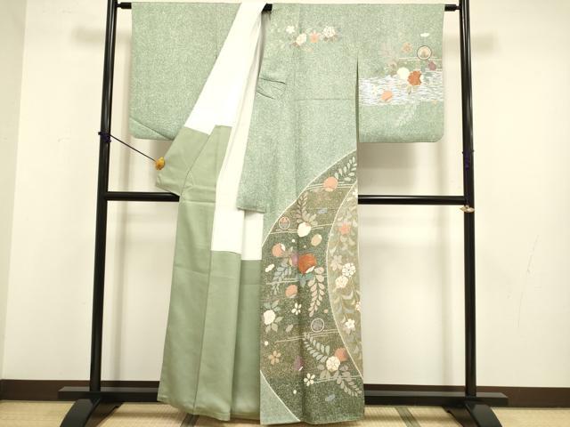 平和屋着物●訪問着 作家物 駒刺繍 辻が花 金銀彩 正絹 逸品 DABB9686du