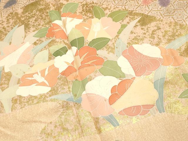 平和屋着物●訪問着　作家物　絞り　流水花文　金彩　正絹　逸品　DABB9688du