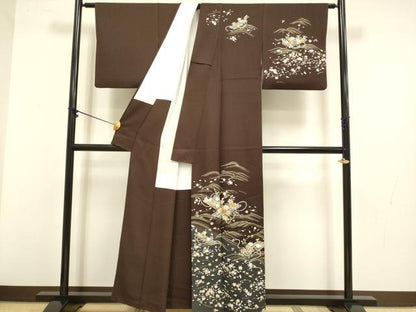 平和屋着物●訪問着 駒刺繍 立波花筏文 暈し染め 金彩 正絹 逸品 DABB9690du