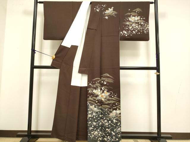 平和屋着物●訪問着 駒刺繍 立波花筏文 暈し染め 金彩 正絹 逸品 DABB9690du