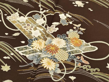 平和屋着物●訪問着 駒刺繍 立波花筏文 暈し染め 金彩 正絹 逸品 DABB9690du