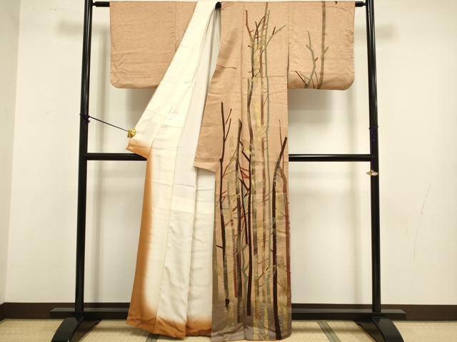 平和屋着物●創業460年・千總　訪問着　樹林文　暈し染め　金銀彩　三越扱い　正絹　逸品　DABB9691du