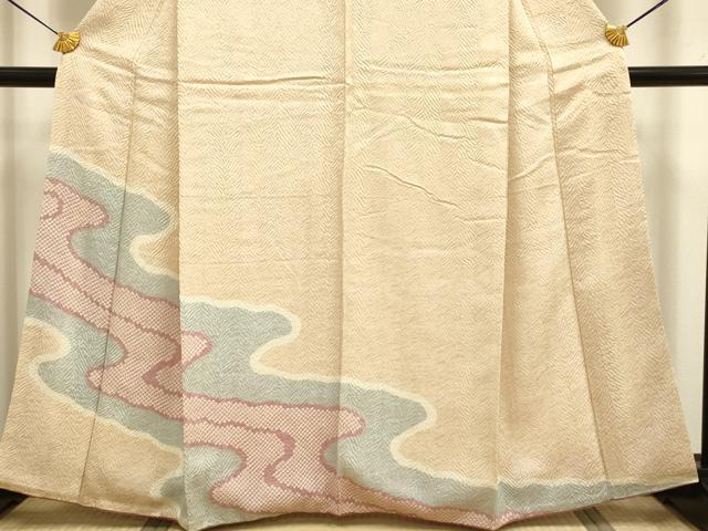 平和屋着物●訪問着　総絞り　流水文　正絹　逸品　DABB9692du