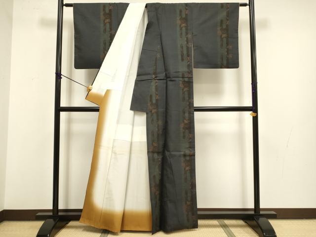 平和屋着物●本場大島紬 9マルキ エ霞花間道 正絹 逸品 DABB9697du