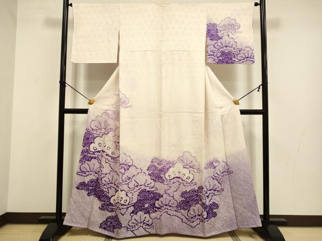 平和屋着物●訪問着 総絞り 松文 暈し染め やまと誂製 正絹 逸品 DABB9701du