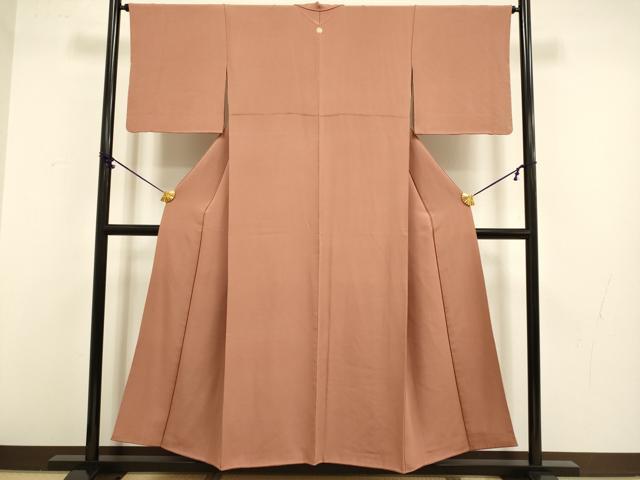 平和屋着物●上質な色無地　赭色　正絹　逸品　DABB9708du