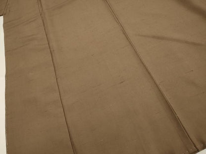 平和屋着物●男性　紬　アンサンブル　色無地　濃い赤白橡色　正絹　逸品　未使用　DABB9724du