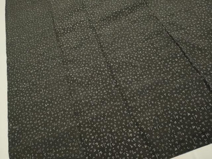 平和屋着物●印傳　男性　紬　アンサンブル　カタカナ　文字文　黒地　正絹　逸品　DABB9725du
