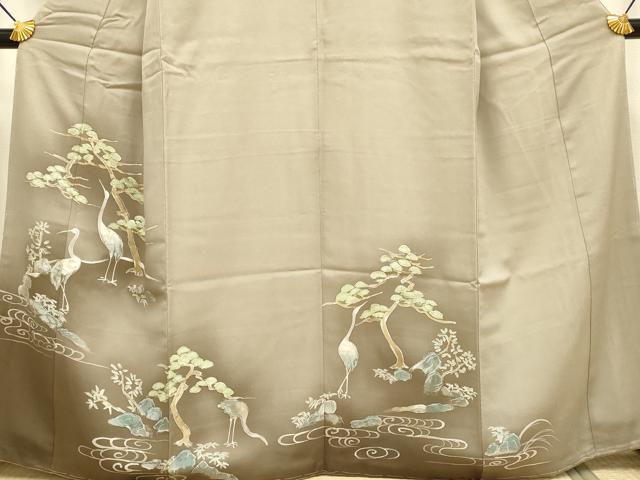 平和屋着物□豪華色留袖 手描き 流水群鶴松文 暈し染め 正絹