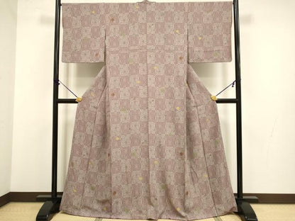 平和屋着物■上質な小紋 麻の葉文様 金彩 正絹 逸品 DABB9735du