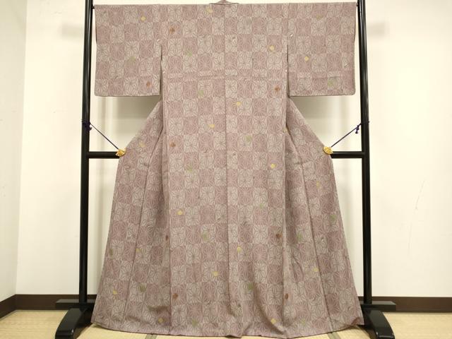平和屋着物■上質な小紋 麻の葉文様 金彩 正絹 逸品 DABB9735du