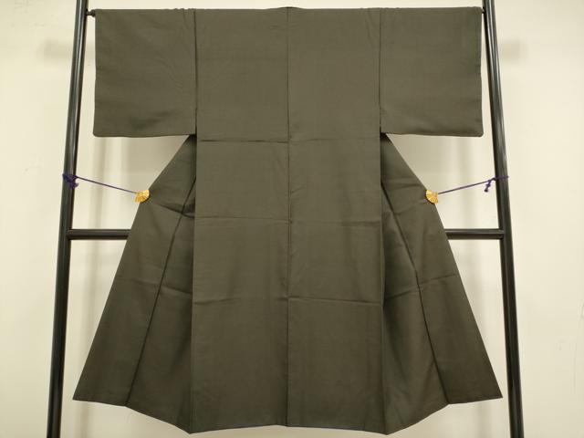 平和屋着物■男性 紬 海松茶色 正絹 逸品 DABB9736du