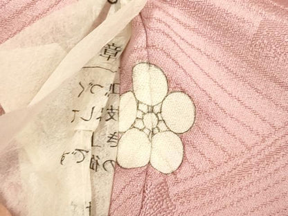 平和屋着物●上質な色無地　立波箔散らし地紋　珊瑚色　正絹　逸品　未使用　DABB9744du