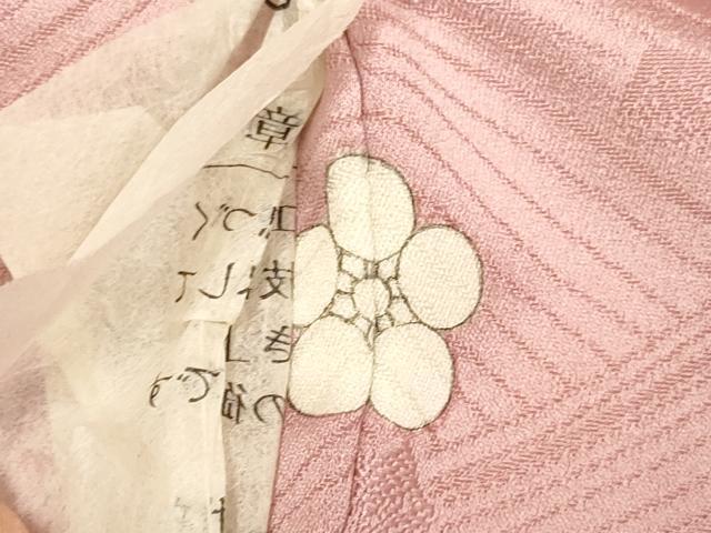 平和屋着物●上質な色無地　立波箔散らし地紋　珊瑚色　正絹　逸品　未使用　DABB9744du