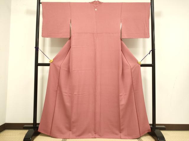 平和屋着物●上質な色無地　銀朱色　正絹　逸品　DABB9745du
