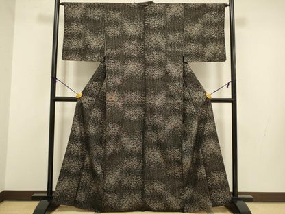 平和屋着物●本場大島紬 9マルキ 枝梅文 正絹 逸品 DABB9748du