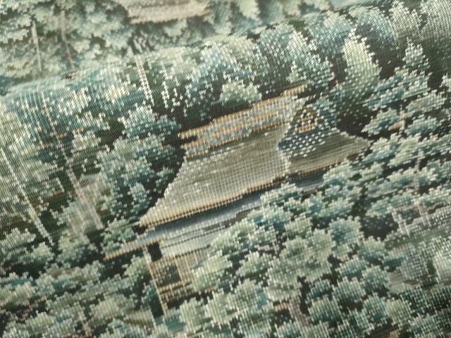 平和屋着物●都喜ヱ門　本場大島紬　9マルキ　総絣　樹林風景文　藤絹織物謹製　正絹　逸品　DABB9749du