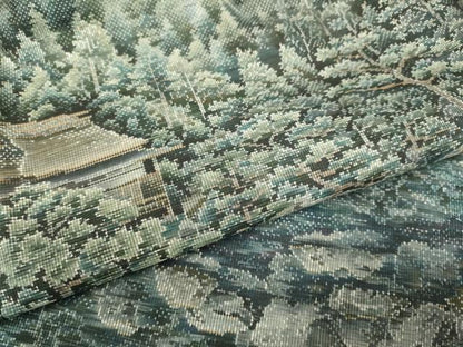 平和屋着物●都喜ヱ門　本場大島紬　9マルキ　総絣　樹林風景文　藤絹織物謹製　正絹　逸品　DABB9749du