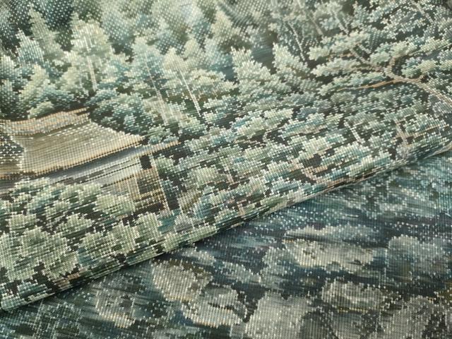 平和屋着物●都喜ヱ門　本場大島紬　9マルキ　総絣　樹林風景文　藤絹織物謹製　正絹　逸品　DABB9749du