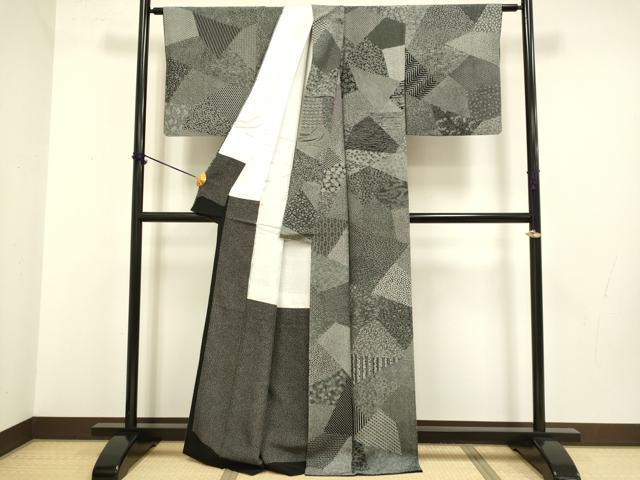 平和屋着物●小紋師 北原寿永 江戸小紋 寄せ小紋柄 百柄 正絹 逸品 DABB9755du