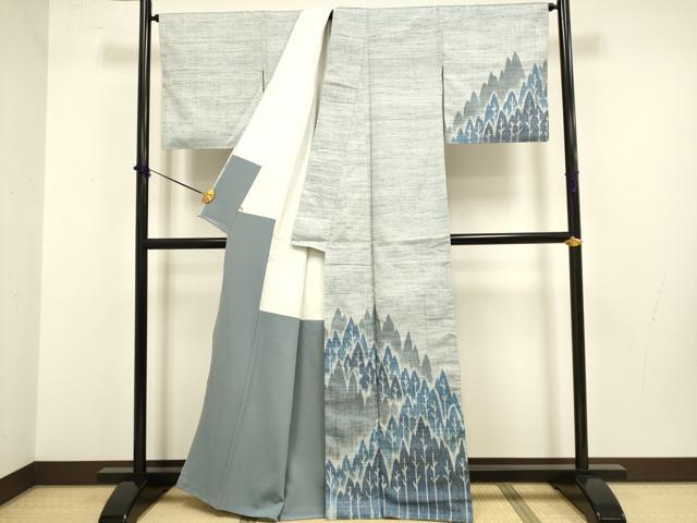 平和屋着物●訪問着　紬地　樹林文　正絹　逸品　DABB9759du