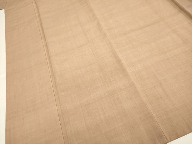 平和屋着物●結城紬　色無地　濃い赤香色　正絹　逸品　DABB9760du