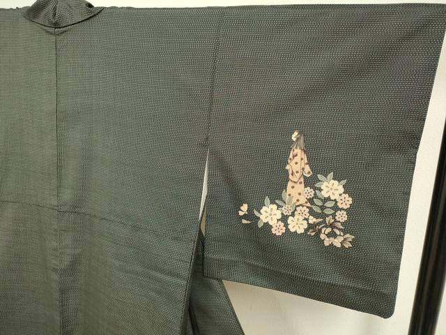 平和屋着物●訪問着　本場大島紬　人物文　正絹　逸品　DABB9761du