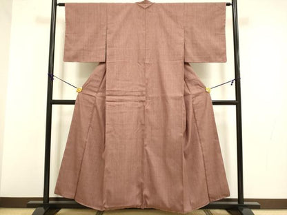 平和屋着物●本場結城紬　重要無形文化財　色無地　紅檜色　正絹　逸品　未使用　DABB9763du