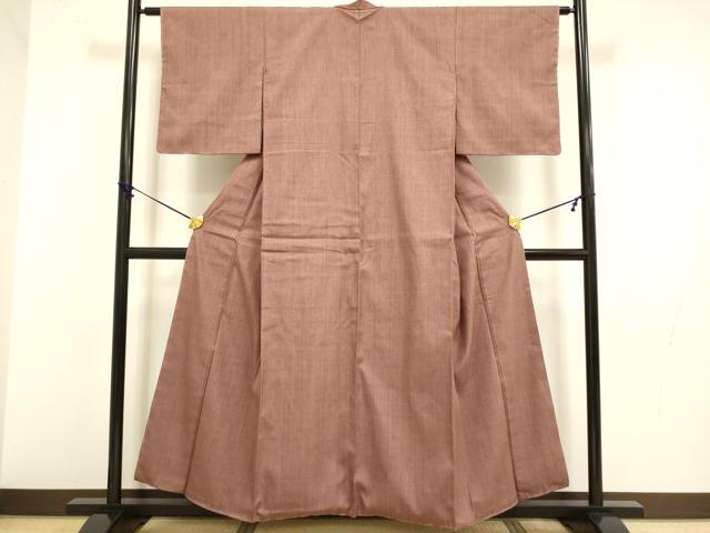平和屋着物●本場結城紬　重要無形文化財　色無地　紅檜色　正絹　逸品　未使用　DABB9763du