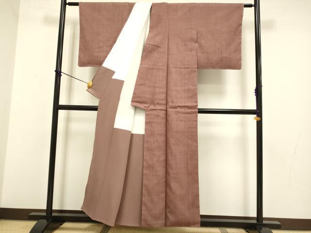 平和屋着物●本場結城紬　重要無形文化財　色無地　紅檜色　正絹　逸品　未使用　DABB9763du