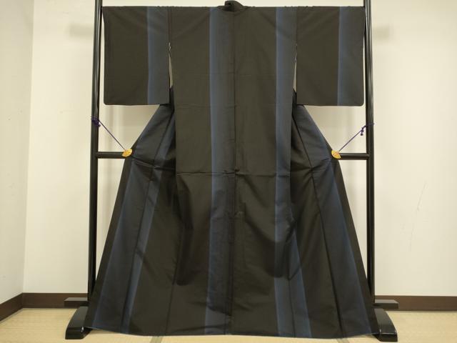 平和屋着物●本場縞大島紬　間道　正絹　逸品　DABB9765du