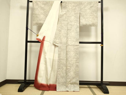 平和屋着物●本場結城紬　重要無形文化財　100亀甲　風景文　正絹　逸品　DABB9769du