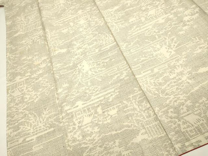 平和屋着物●本場結城紬　重要無形文化財　100亀甲　風景文　正絹　逸品　DABB9769du