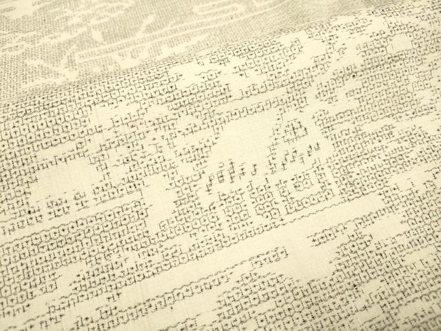 平和屋着物●本場結城紬　重要無形文化財　100亀甲　風景文　正絹　逸品　DABB9769du