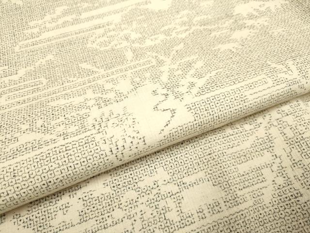 平和屋着物●本場結城紬　重要無形文化財　100亀甲　風景文　正絹　逸品　DABB9769du
