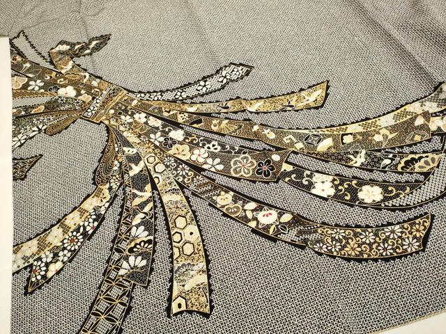 平和屋着物●訪問着　束ね熨斗宝尽くし飛鶴花文　金彩　正絹　逸品　DABB9770du