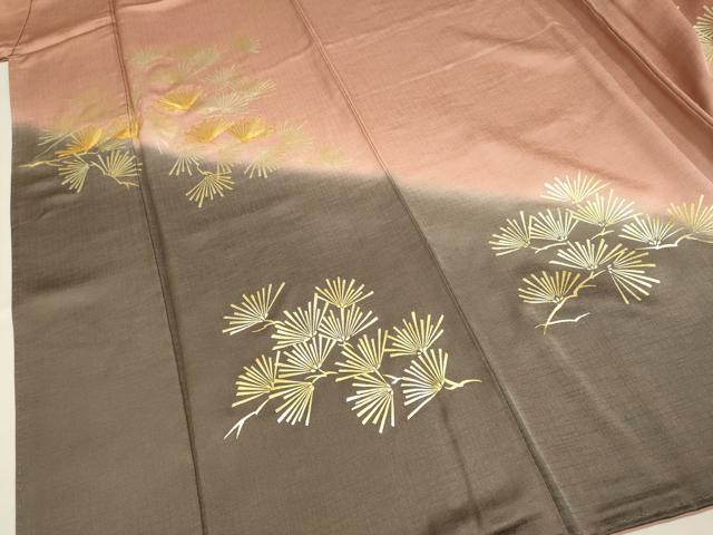 平和屋着物●訪問着　駒刺繍　松葉文　暈し染め　金彩　正絹　逸品　DABB9771du