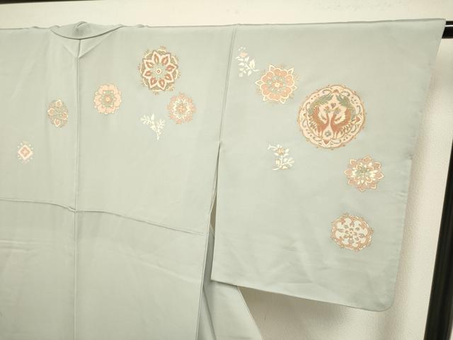 平和屋着物●訪問着 向かい鳥花絵皿文 金彩 正絹 逸品 DABB9772du