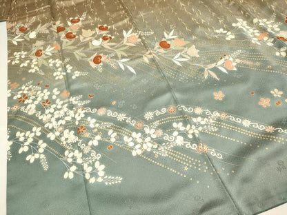 平和屋着物●訪問着　駒刺繍　枝花文　暈し染め　金彩　正絹　逸品　DABB9778du