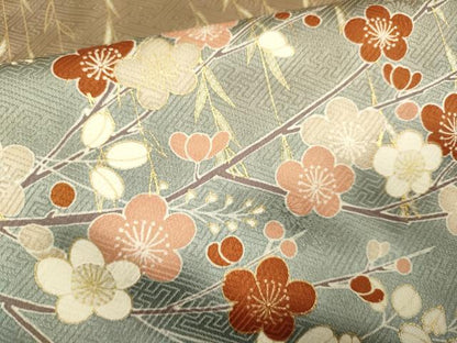 平和屋着物●訪問着　駒刺繍　枝花文　暈し染め　金彩　正絹　逸品　DABB9778du