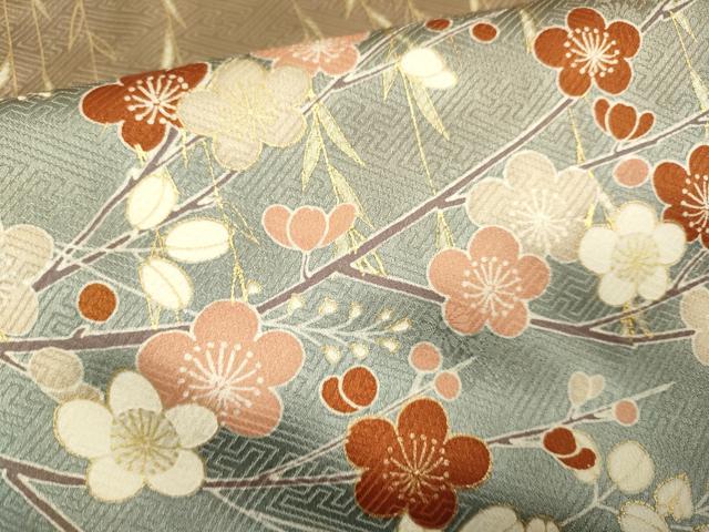 平和屋着物●訪問着　駒刺繍　枝花文　暈し染め　金彩　正絹　逸品　DABB9778du