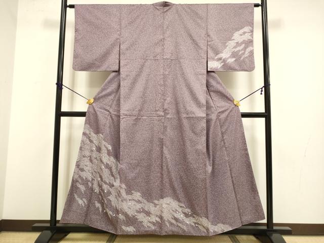 平和屋着物●訪問着　本場大島紬　舞葉文　金彩　正絹　逸品　DABB9781du