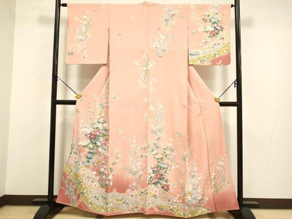 平和屋着物●訪問着 絞り 辻が花 花蝶文 暈し染め 金彩 正絹 逸品 DABB9784du