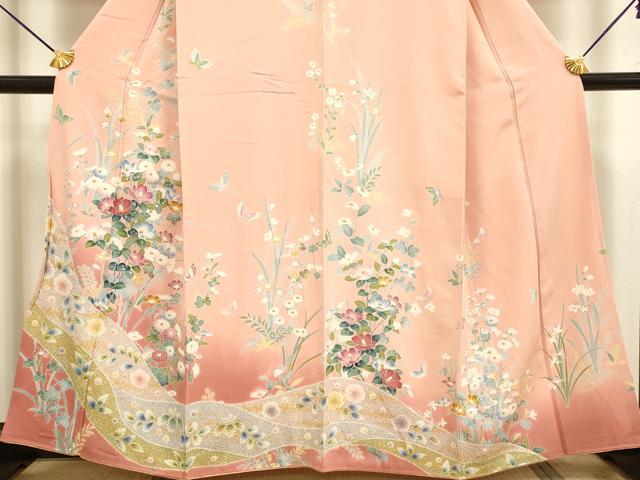 平和屋着物●訪問着 絞り 辻が花 花蝶文 暈し染め 金彩 正絹 逸品 DABB9784du