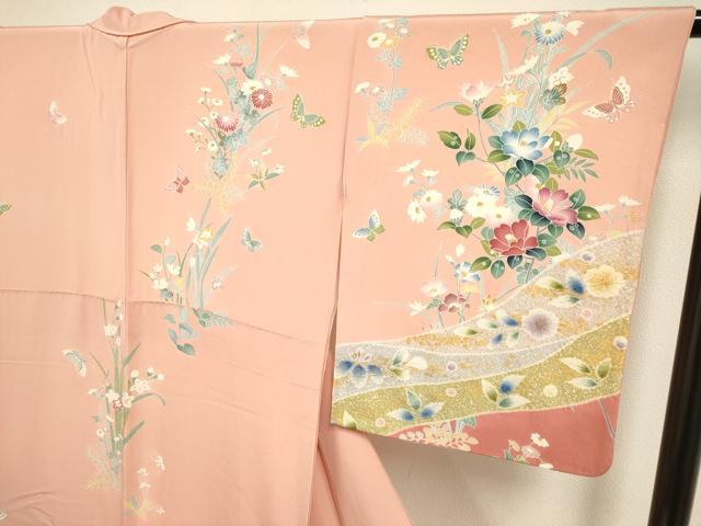 平和屋着物●訪問着 絞り 辻が花 花蝶文 暈し染め 金彩 正絹 逸品 DABB9784du